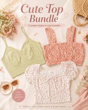 3-Piece Trendy Crop Top Bundle | Sienna Sky, Roxy, and Mine | Large
